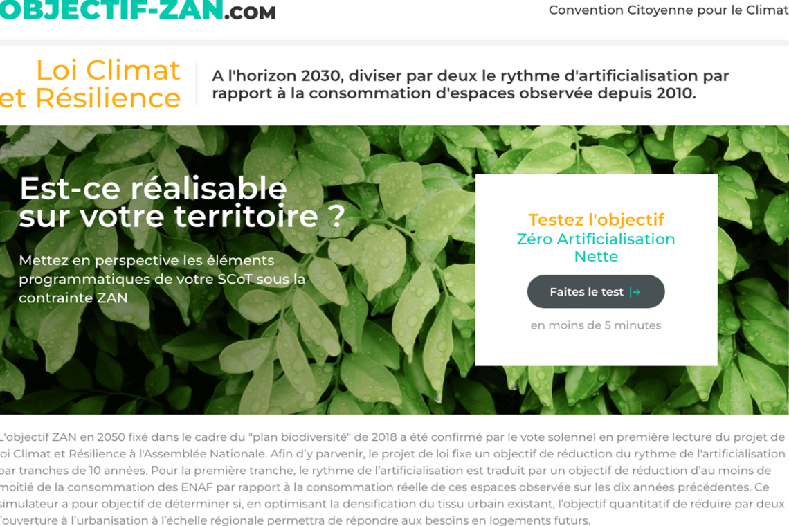 Simulez l'impact de l'objectif ZAN sur votre territoire de SCoT !